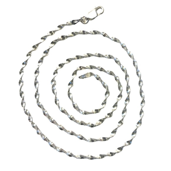 Sterling Silver Singapore Rope Chain - Picture 2 of 7